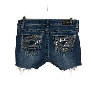 ZCO Jeans Womens Y2K Cutoff Jean Shorts 7 Frayed Embellished Pockets Festival